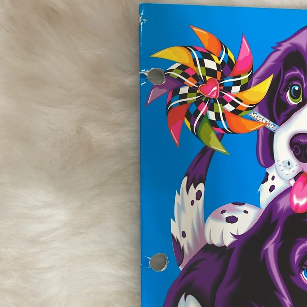 Vintage Lisa Frank folder Violet and Velvet Dog Dogs Colorful Spaniels